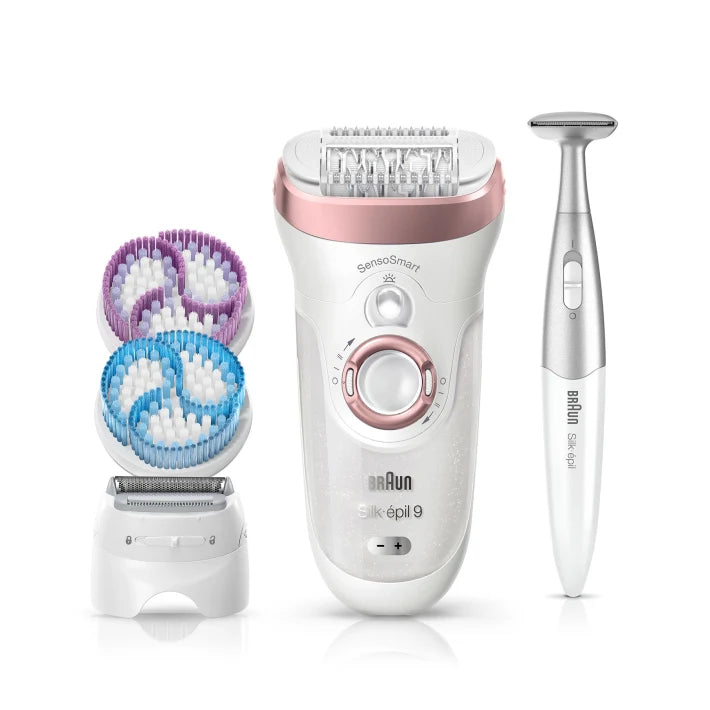 Braun Epilator Silk-epil 9-880, Facial Hair Removal for Women, Wet ＆ Dry, Facial Cleansing Brush, Women Shaver ＆ Trimmer, Cordless, Rechargeable, - 5