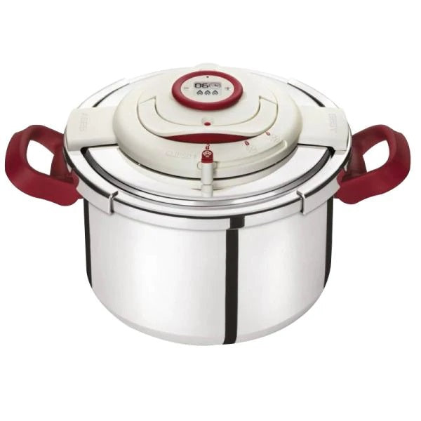 Tefal clipso precision pressure cooker with timer and strainer
