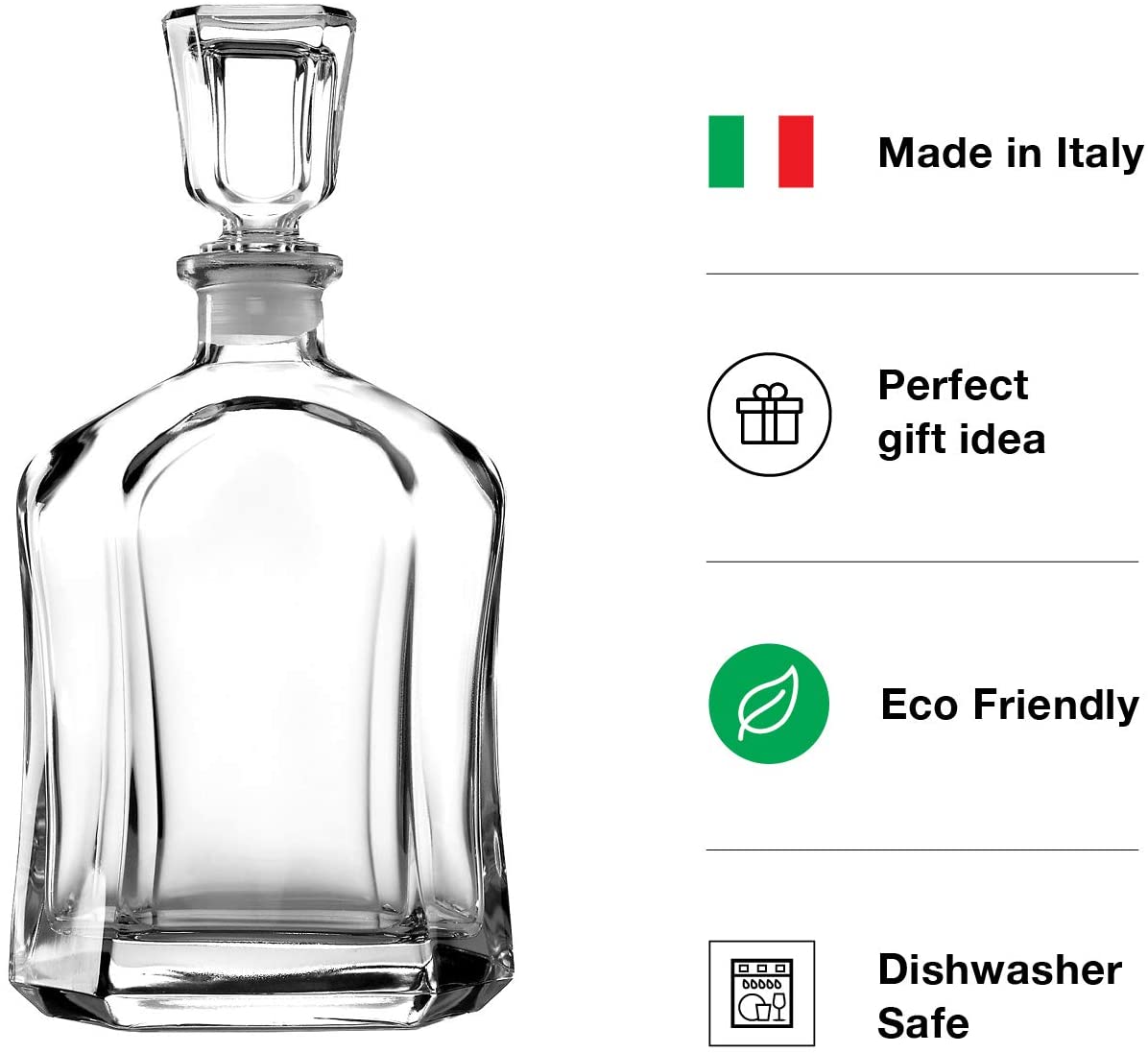 Bormioli Rocco Dedalo – Set Decanter E 6 Bicchieri Da Whisky In Vetro Sfaccettato