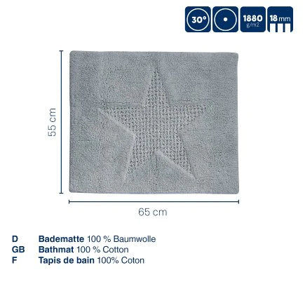 Bathmat Lindano Glacier Grey 65cm