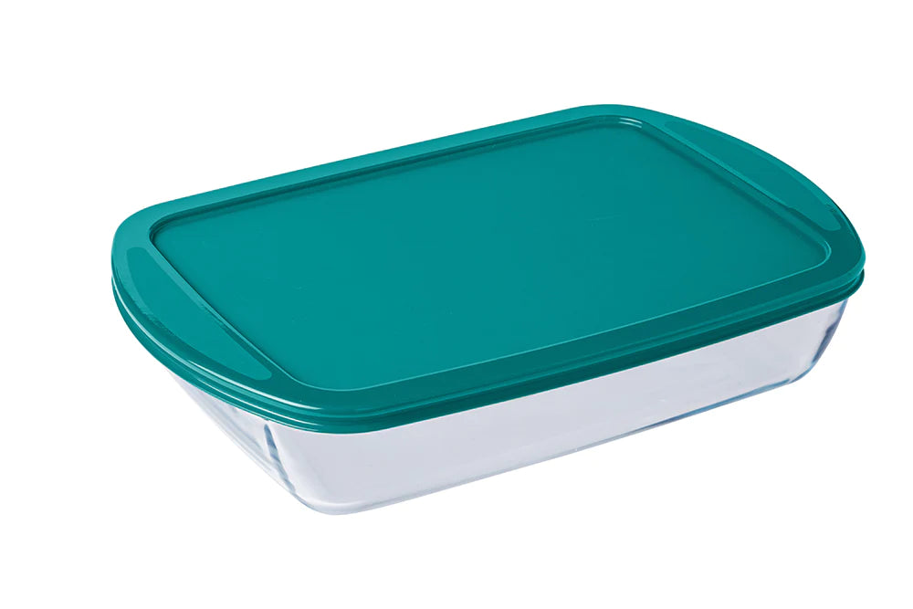 Glass Rectangle Pyrex Pyrex Rectangular glass family oven dish with lid 6/8 pers - Cook & Store