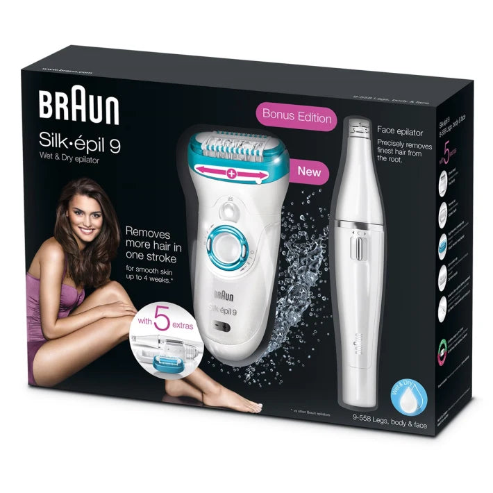 Braun Silk Epil 9-558 Wet and Dry Epilator for Women - Tamig