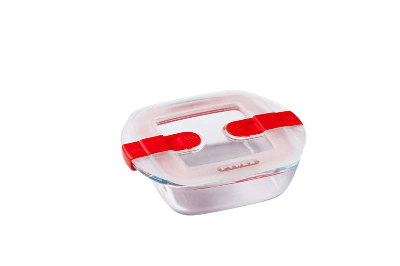 Pyrex, Cook & Heat Square Glass Food Container With Patented Microwave Safe Lid 0.3L