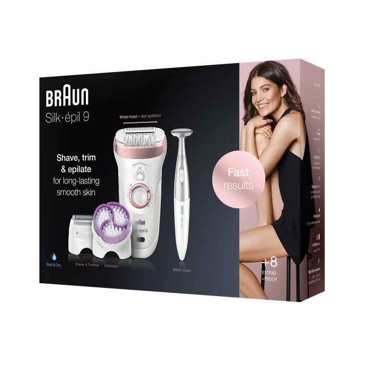 Braun Silk-épil 9 SkinSpa SensoSmart™ 9/980 Wet & Dry epilator with 8 extras incl. Silk-épil 3in1 trimmer - Tamig