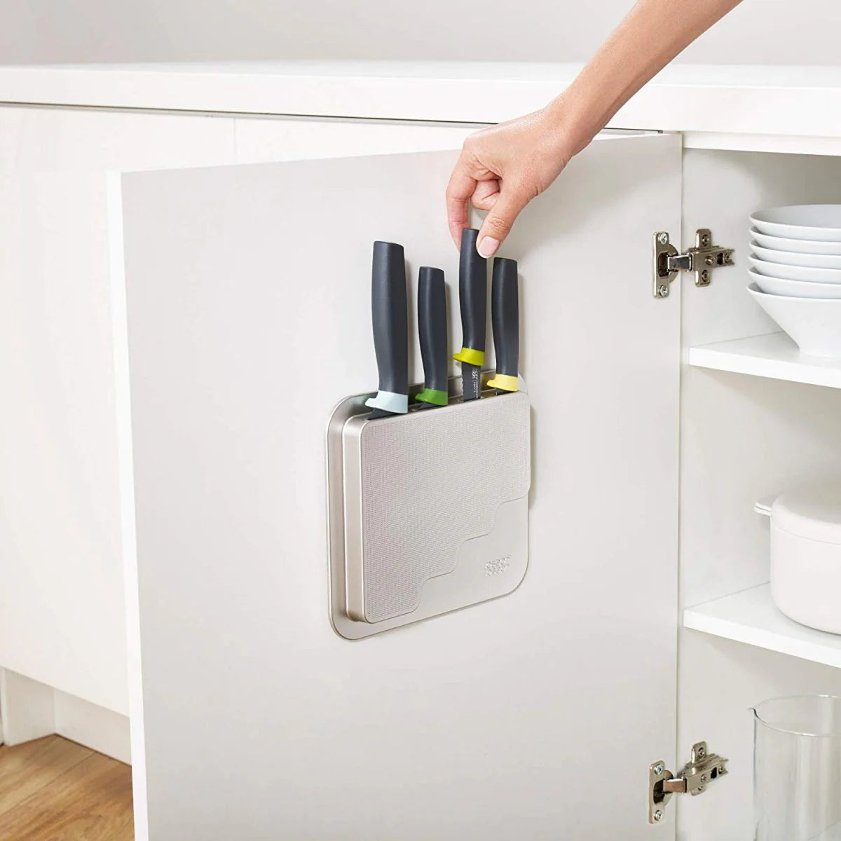Joseph   Joseph   DoorStore   Knives   Elevate   Set   with   Knife   Block   3M   Adhesive   Wall   and   Cabinet   Door   Mount,   5-piece,   Opal