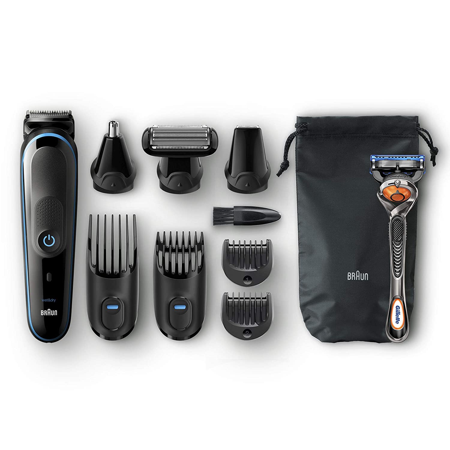 The Braun Multi grooming kit MGK5080 is the ultimate 9-in-1 head-to-toe trimmer
