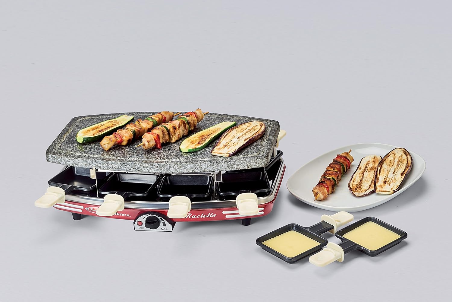 Ariete 794 Fondue Machine Raclette stone-794, red