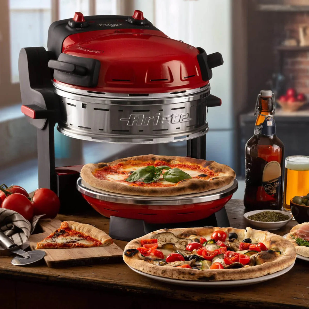 Ariete double Pizza Oven for Homemade Pizza Red