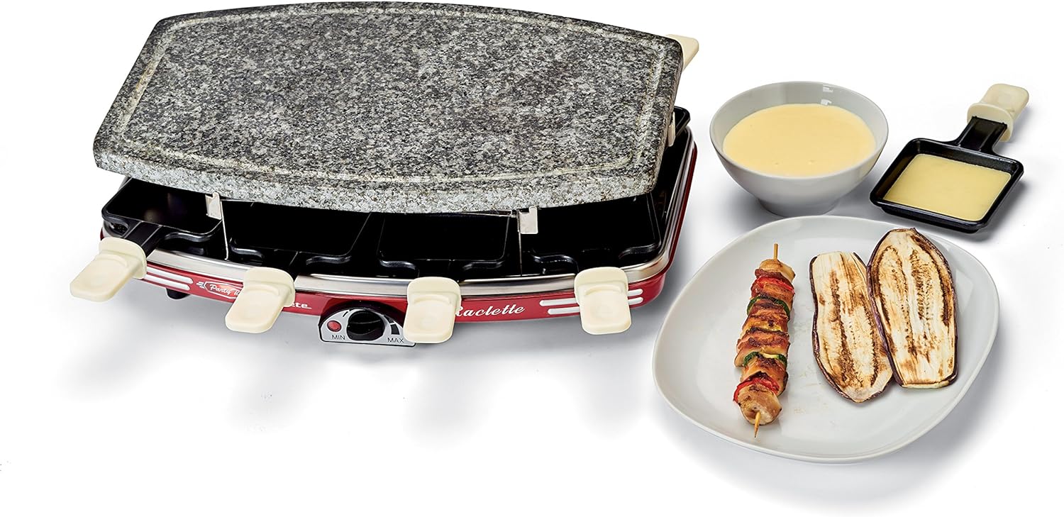 Ariete 794 Fondue Machine Raclette stone-794, red