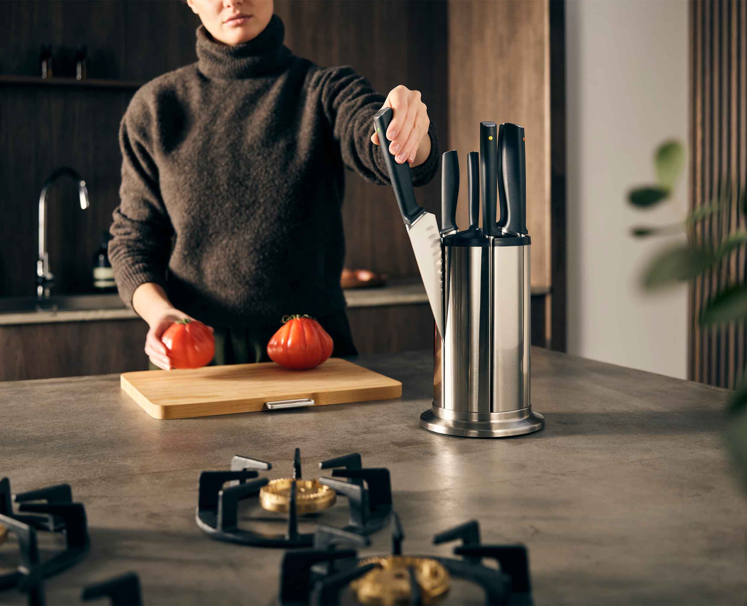 Joseph Joseph Knife Set with Rotating Storage Stand, 7-Piece – Stainless Steel