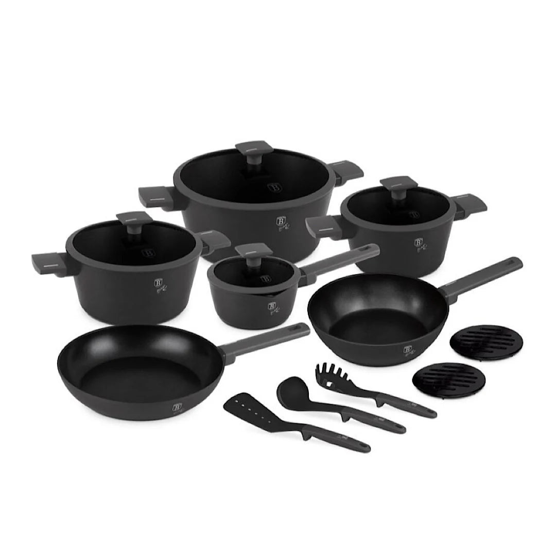 Berlinger Berlinger Haus 15-Piece Kitchen Stackable Cookware Set Antracit Collection