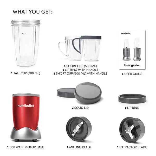 THE NUTRIBULLET BLENDER 600 SERIES 12PCS RED