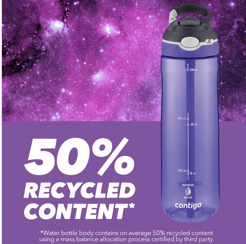 Contigo Ashland AUTOSPOUT Water Bottle Tritan Renew, 720 ml (Grapevine)