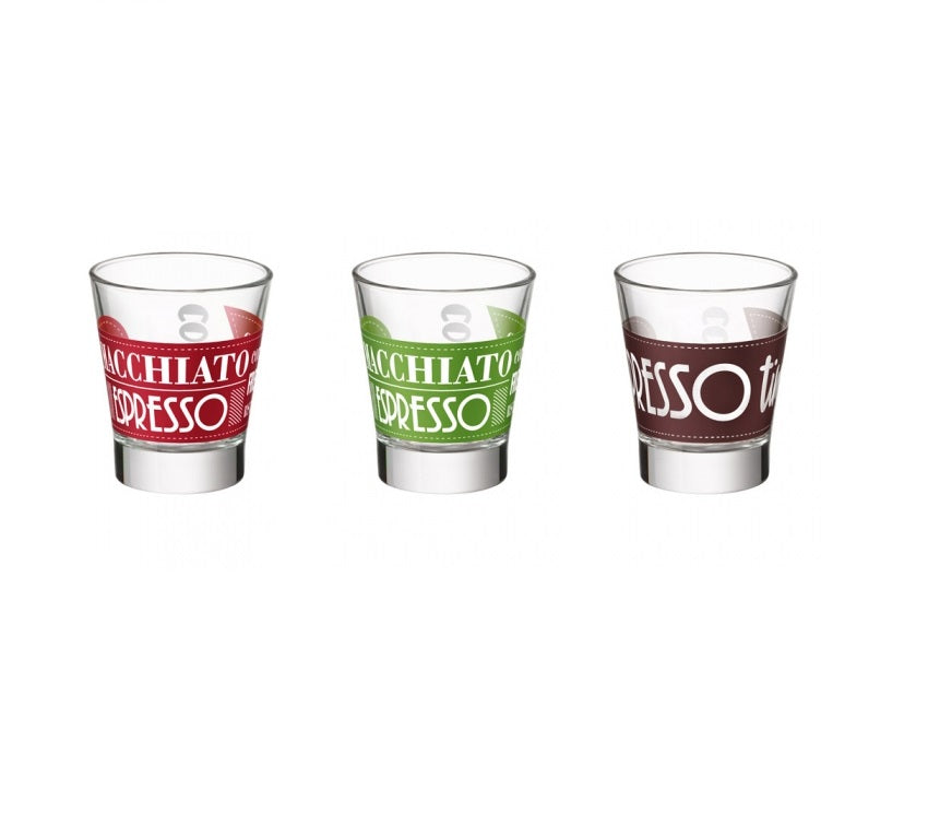 Bormioli rocco caffeino(multi-color) espresso glass set of 3 - 8.5cl