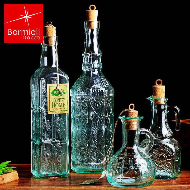 bormioli rocco country home fiori bottle with cork lid 0.5L