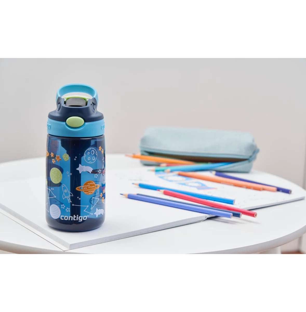 Contigo Easy Clean AUTOSPOUT™ Kids Water Bottle, 420 ml (Blueberry Cosmos)