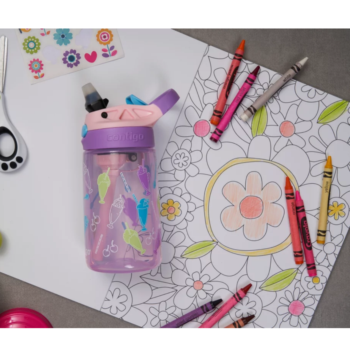 Contigo Easy Clean AUTOSPOUT™ Kids Water Bottle, 420 ml (Strawberry Shakes)