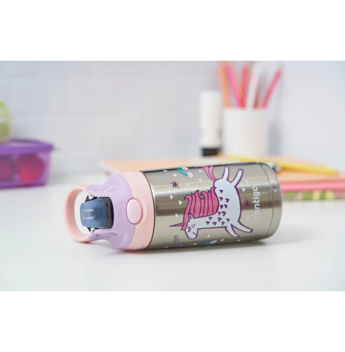 Contigo Easy Clean AUTOSPOUT™ Kids Vacuum-Insulated Water Bottle, 380 ml (Flying Unicorn)