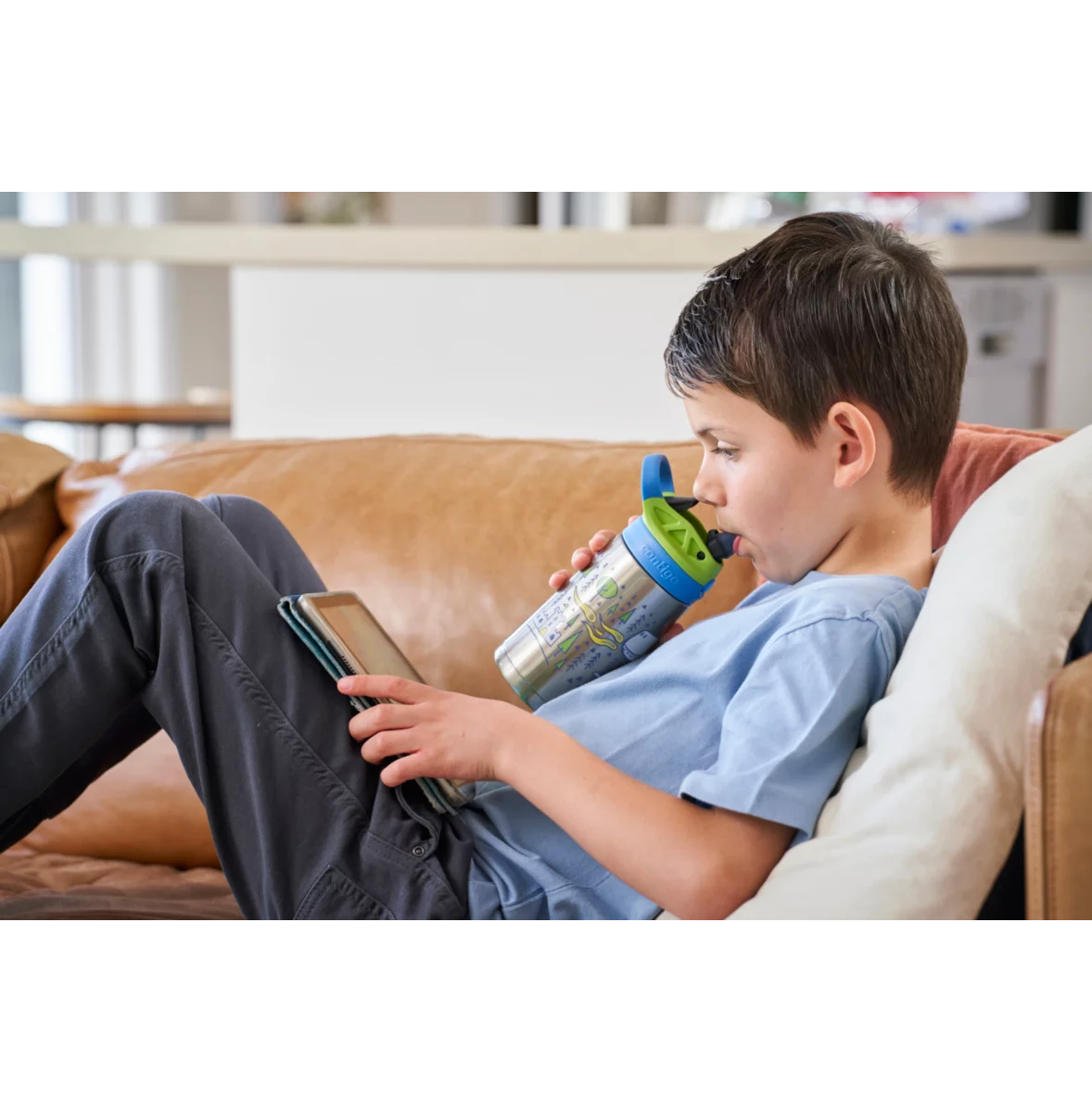 Contigo Easy Clean AUTOSPOUT™ Kids Vacuum-Insulated Water Bottle, 380 ml (Fire Dragon)