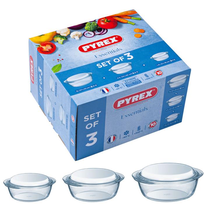 Pyrex essentials casserole set of 3