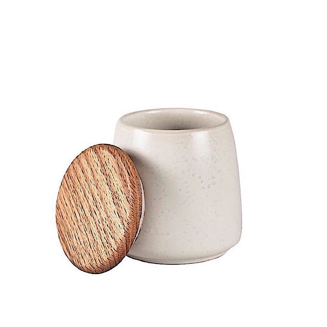 Bitz Living Stoneware Jar With Lid Height 16.5 cm Matt Cream