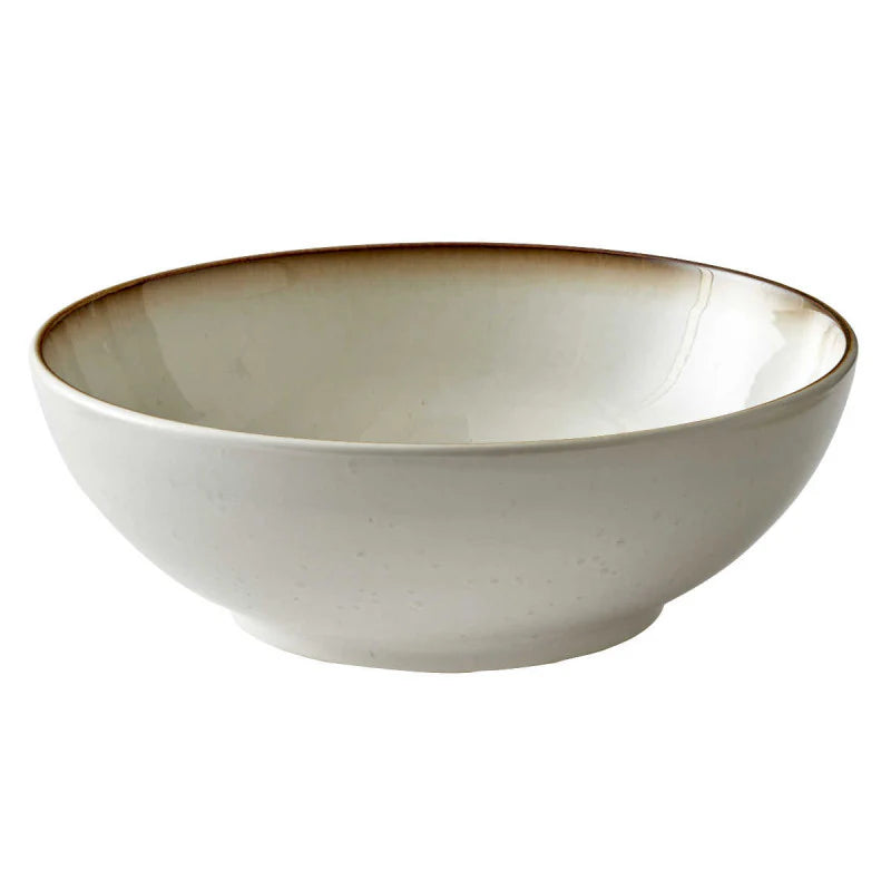 Bitz Living Stoneware Salad Bowl 30 cm Cream, Cream