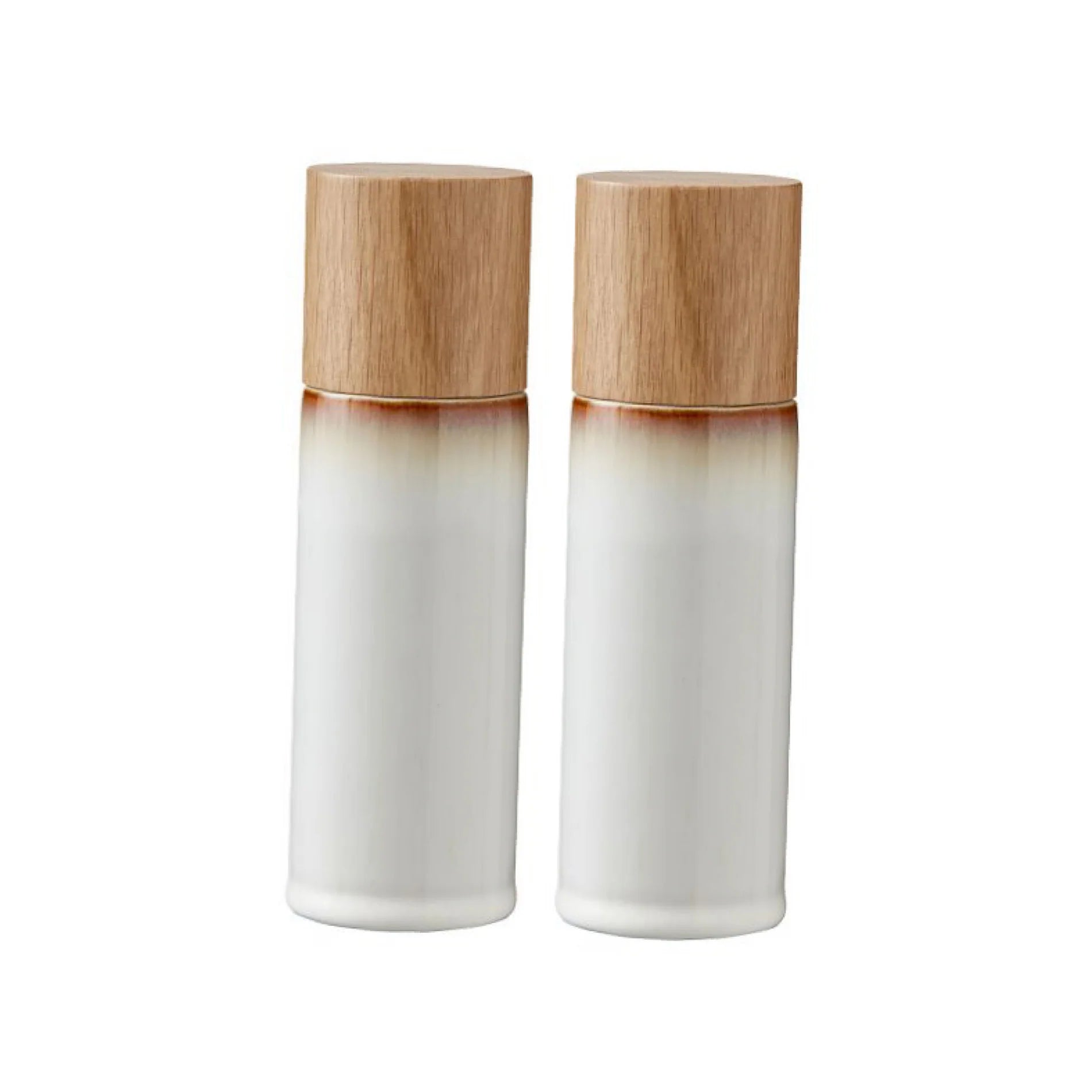 Bitz Living Wood Stoneware Salt & Pepper Mill Height 16.7cm 2Pcs Cream