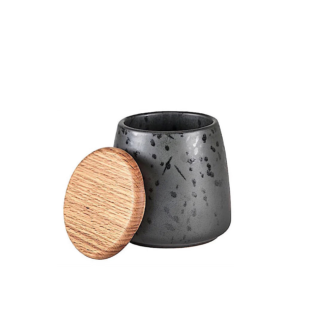 Bitz Living Stoneware Jar With Lid Height 12 cm Black Matt