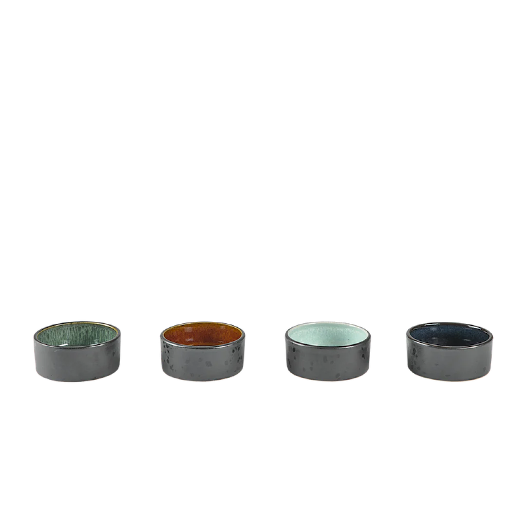 Bitz Living Stoneware Mini Bowl 7.5 cm 4 Pcs Black/Dark
