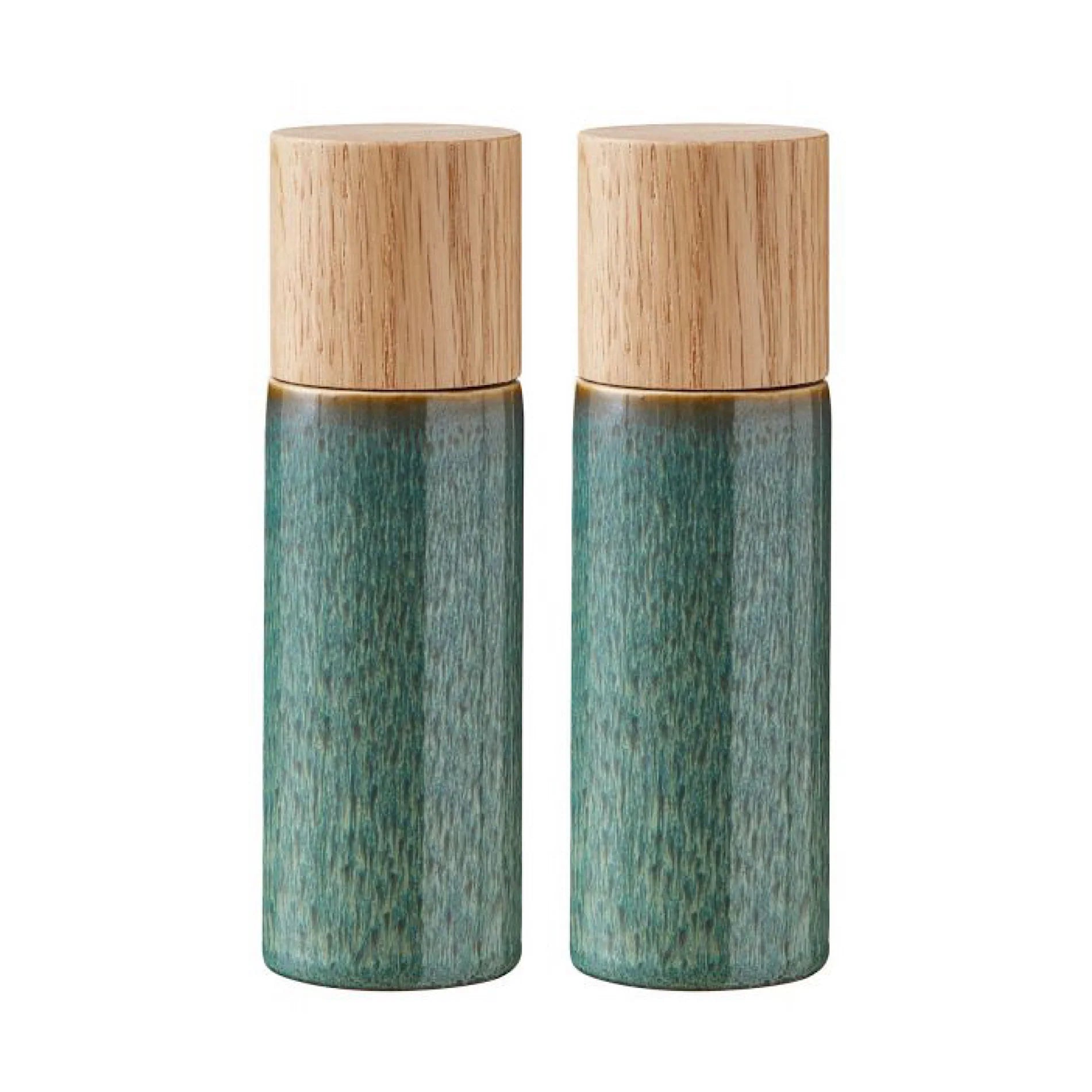 Bitz Living Wood Stoneware Salt & Pepper Mill Height 16.7cm 2Pcs Green