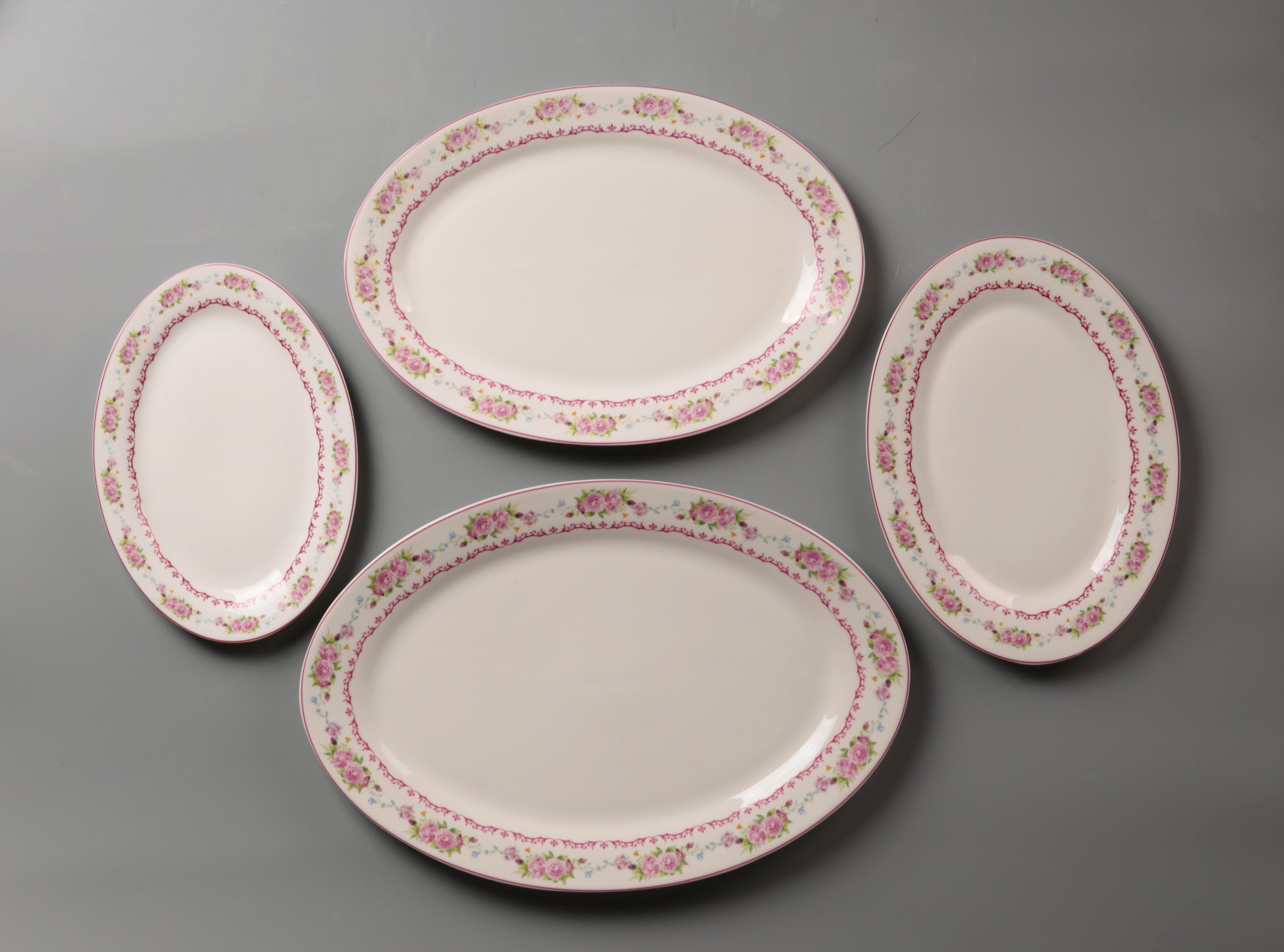Symphony pink décor oval plate (Ø:21.5cm,25cm,30cm,35cm) - Tamig