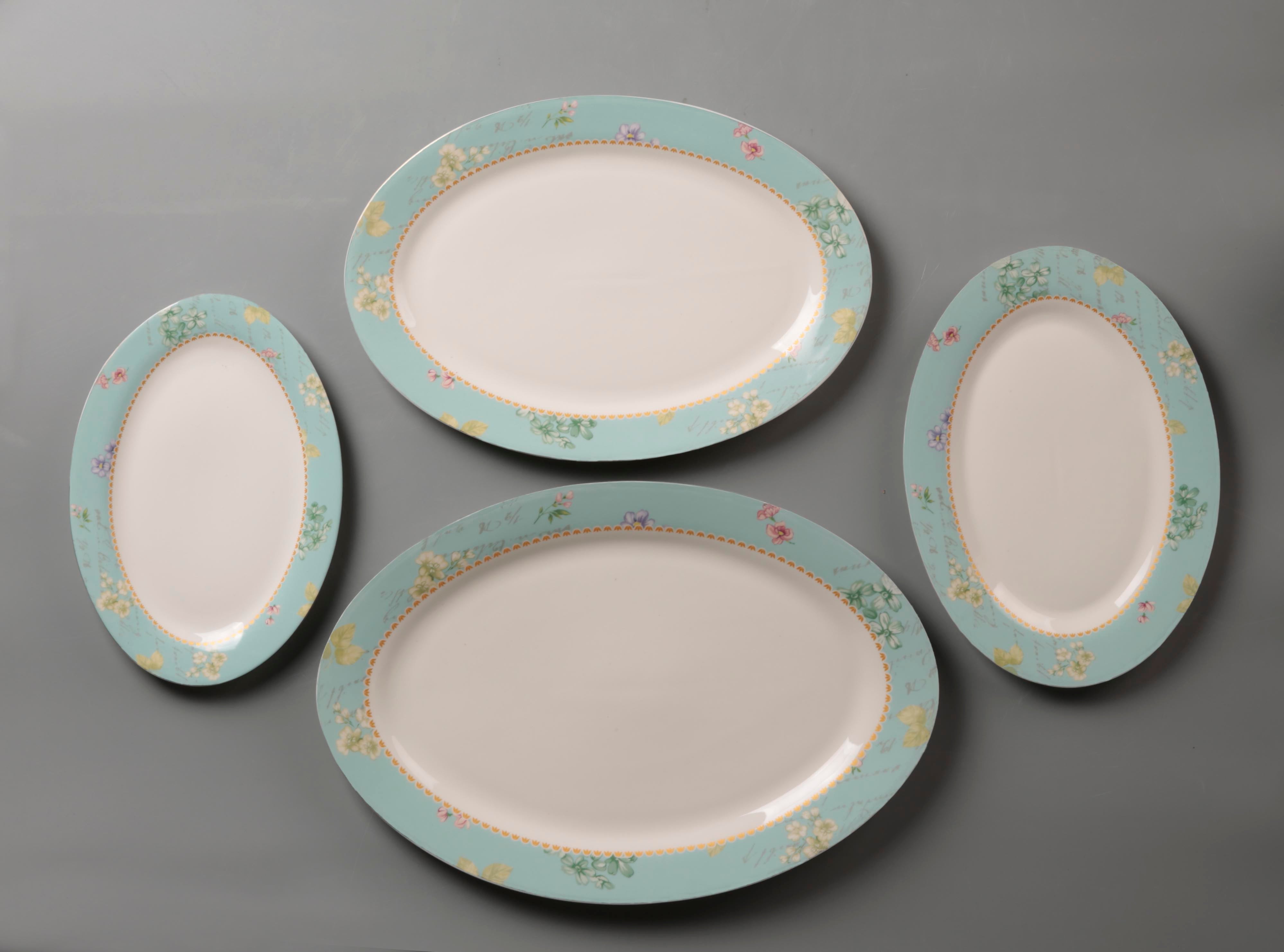 Symphony sky blue décor oval plate (Ø:21.5cm,25cm,30cm,35cm) - Tamig