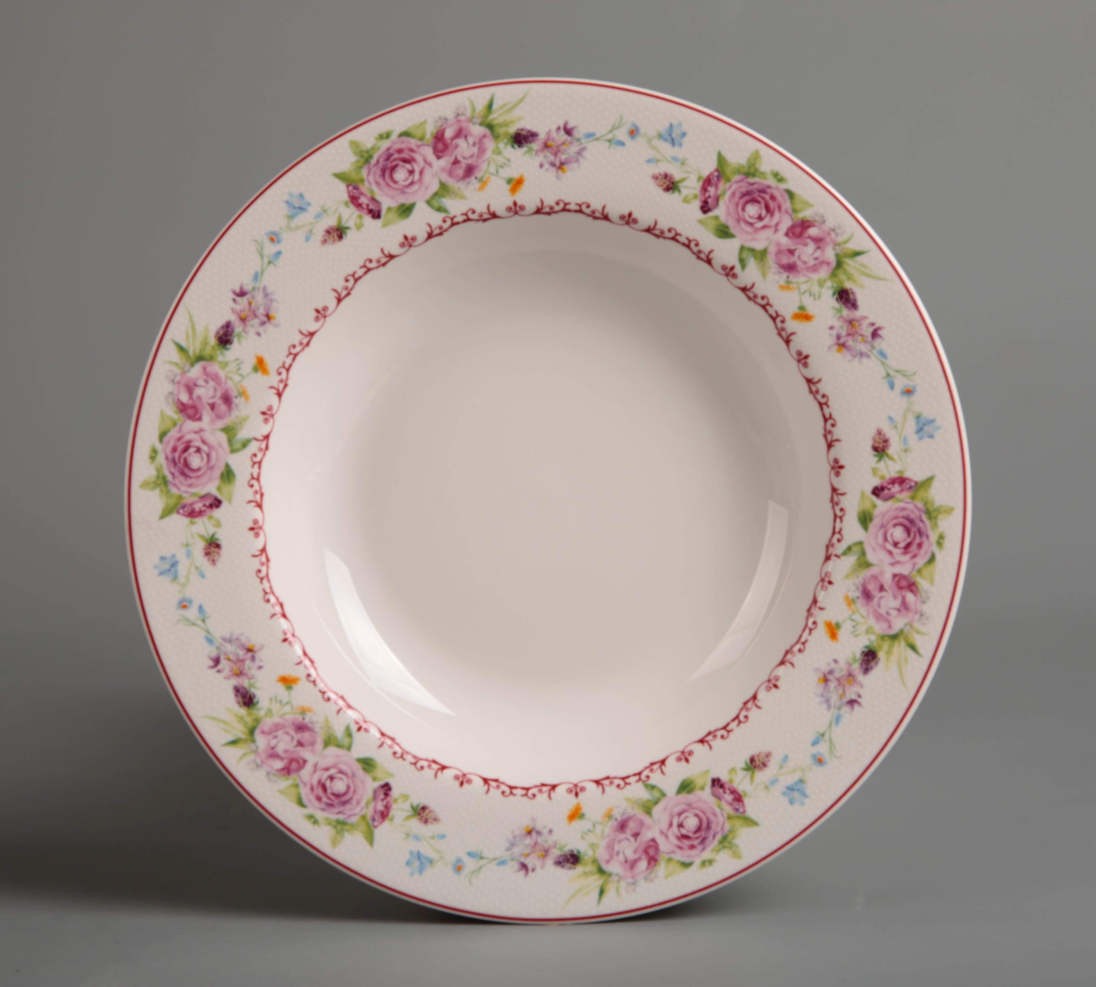 Symphony pink décor soup plate Ø:21.5cm - Tamig